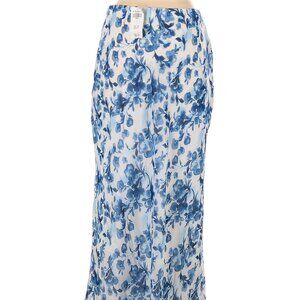 Abercrombie & Fitch White and Blue Floral Midi Skirt